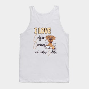 Love Coffee Canines and Cuddles Boxer Owner Funny Tank Top